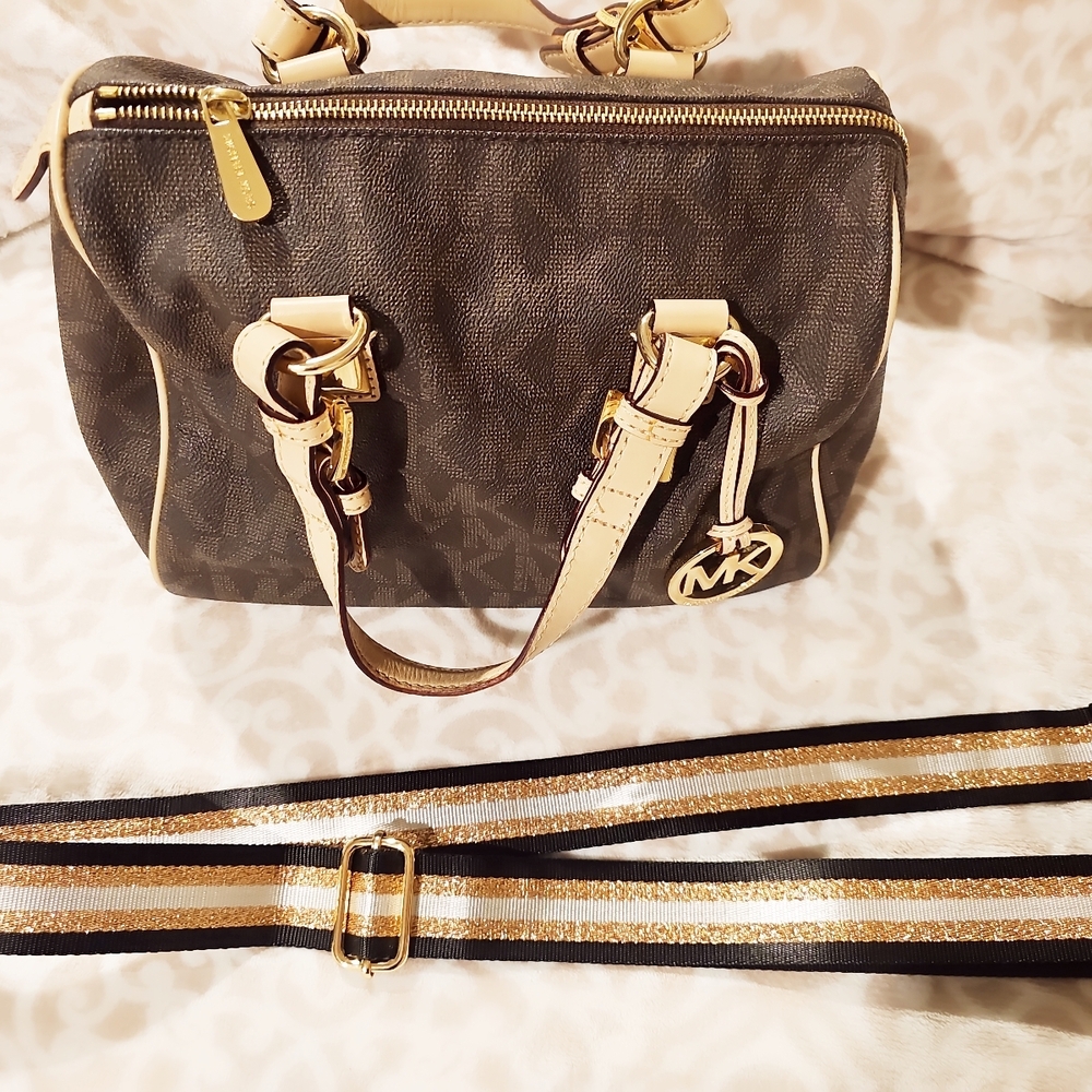 Michael Kors Brown and Gold Women's Bag